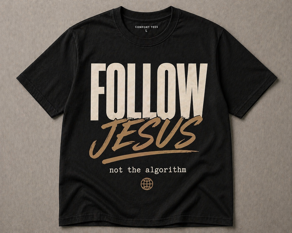 Follow Jesus, Not the Algorithm | Black Comfort Tee