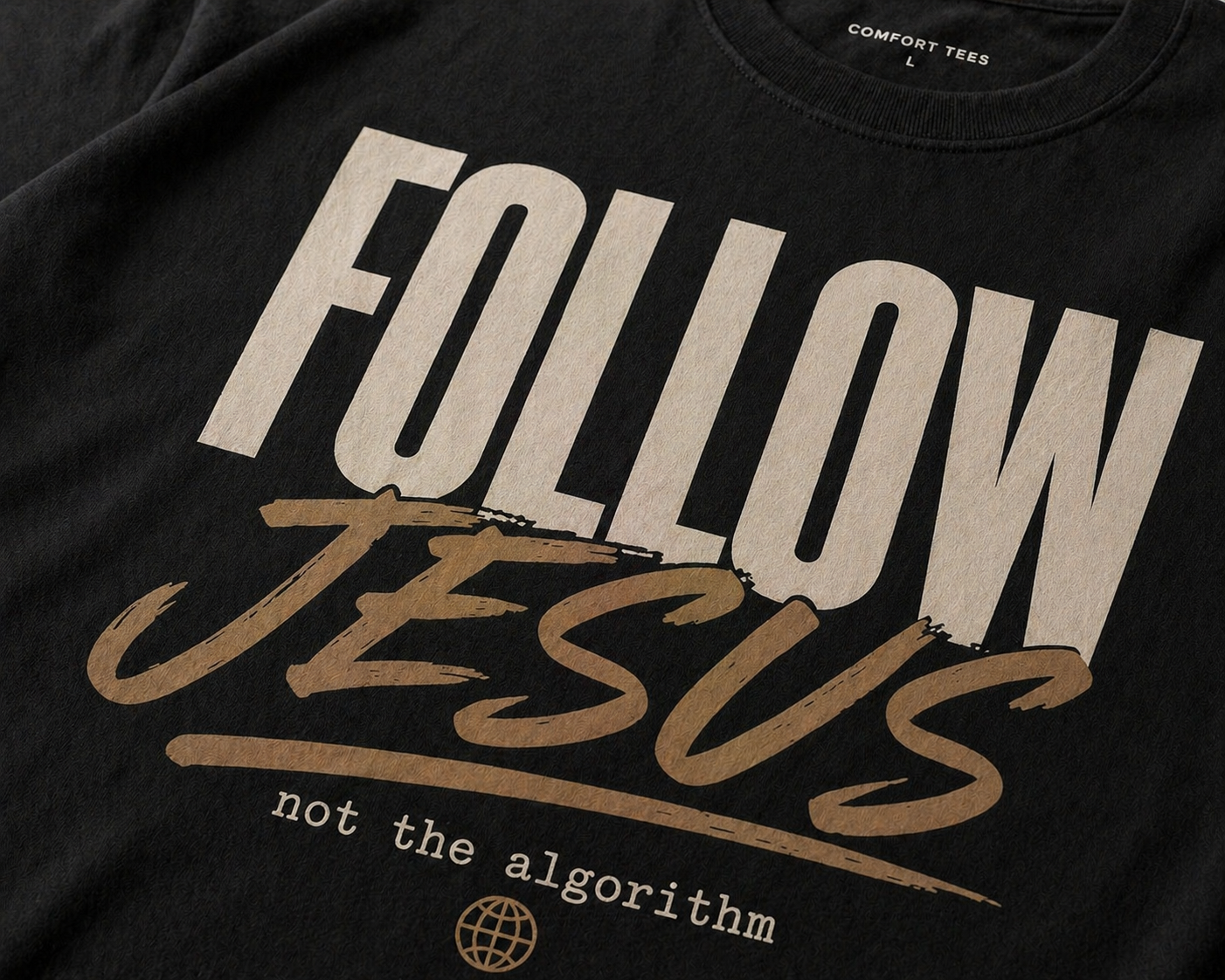 Follow Jesus, Not the Algorithm | Black Comfort Tee